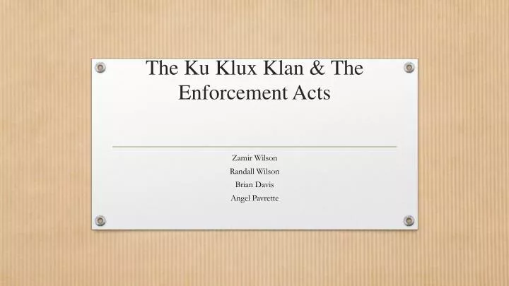 the ku klux klan the enforcement acts