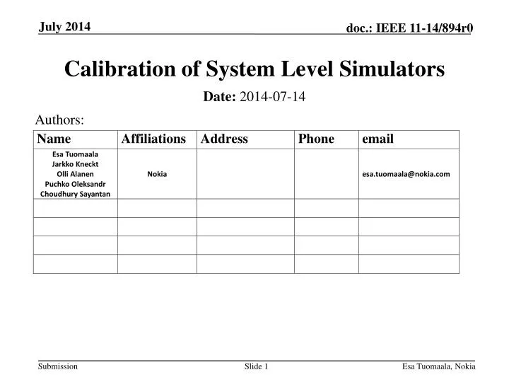 calibration of system level simulators