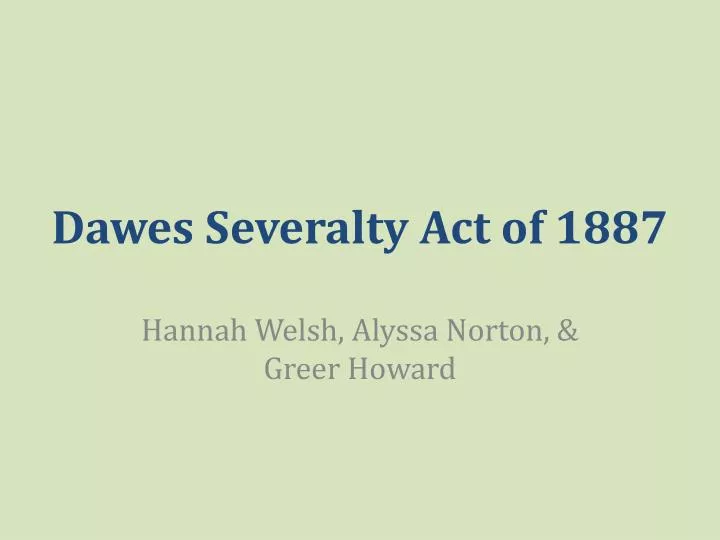 dawes severalty act of 1887