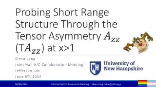 Probing Short Range Structure Through the Tensor Asymmetry (T ) at x&gt;1