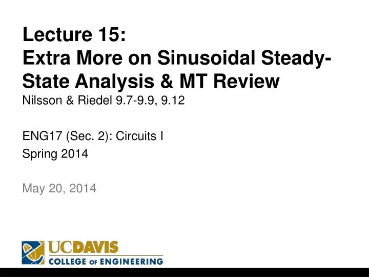 lecture 15 extra more on sinusoidal steady state analysis mt review nilsson riedel 9 7 9 9 9 12