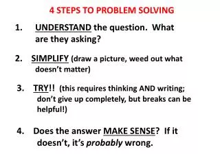 4 STEPS TO PROBLEM SOLVING