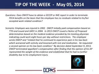 TIP OF THE WEEK - May 05, 2014