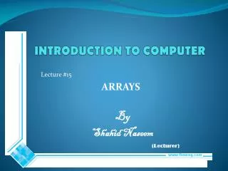 INTRODUCTION TO COMPUTER