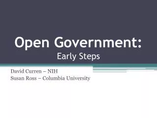 Open Government: Early Steps