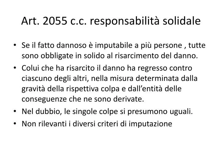 art 2055 c c responsabilit solidale