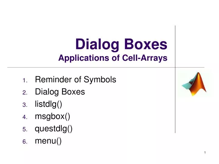 dialog boxes applications of cell arrays