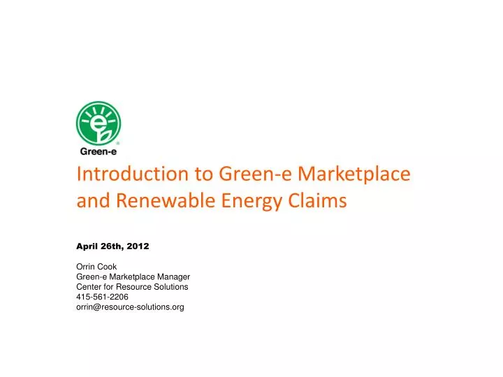 introduction to green e marketplace and renewable energy claims