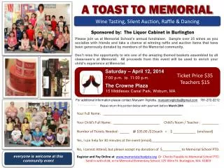 A TOAST TO MEMORIAL