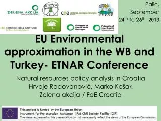 EU Environmental approximation in the WB and Turkey- ETNAR Conference