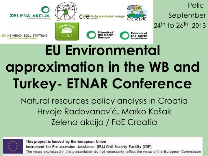 eu environmental approximation in the wb and turkey etnar conference