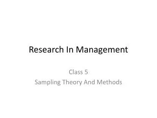 Research In Management