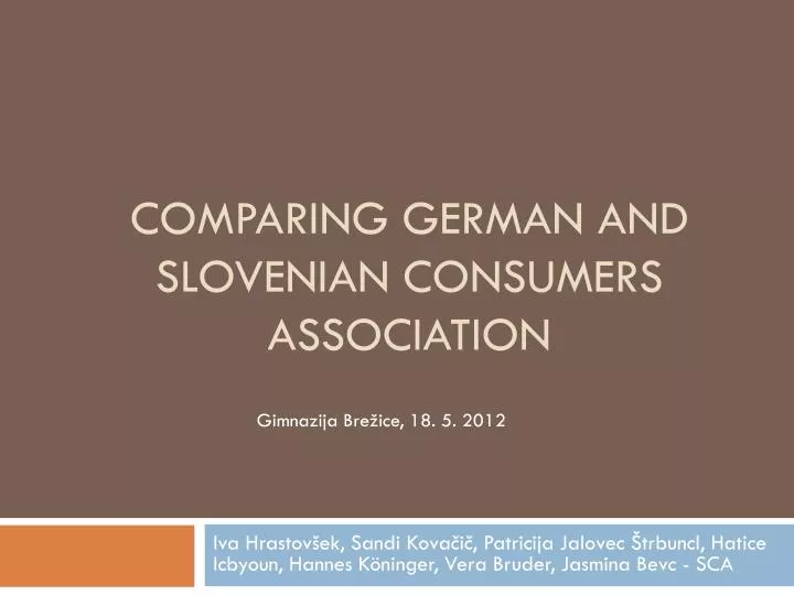 comparing german and slovenian consumers association