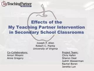 Effects of the My Teaching Partner Intervention in Secondary School Classrooms