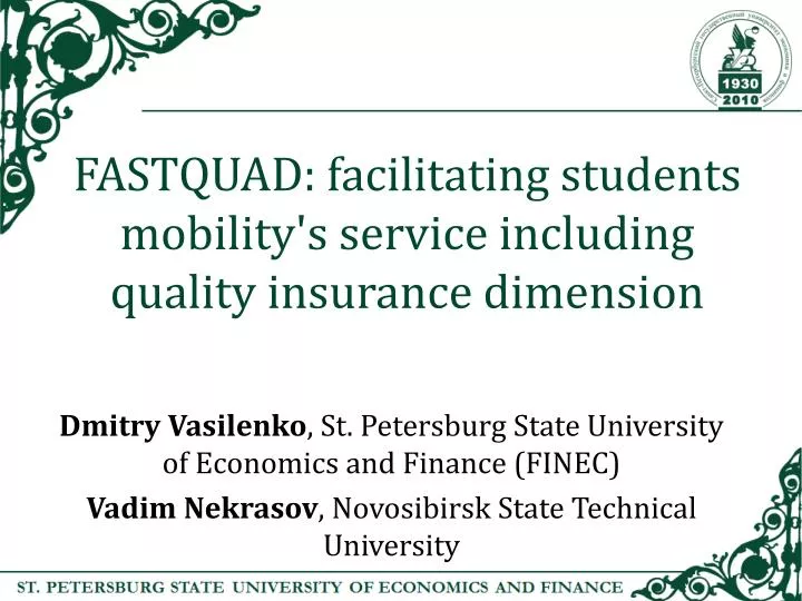 fastquad facilitating students mobility s service including quality insurance dimension