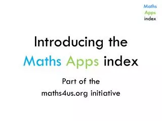 Introducing the Maths Apps index
