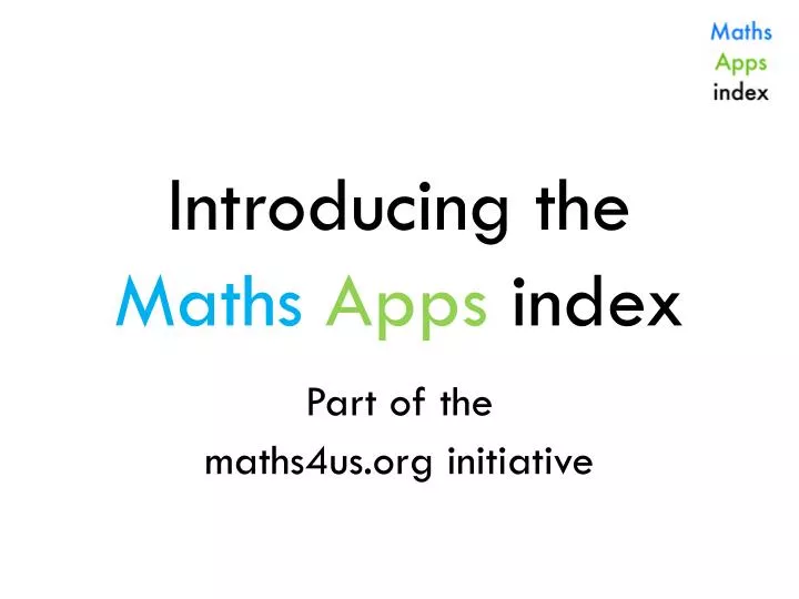 introducing the maths apps index