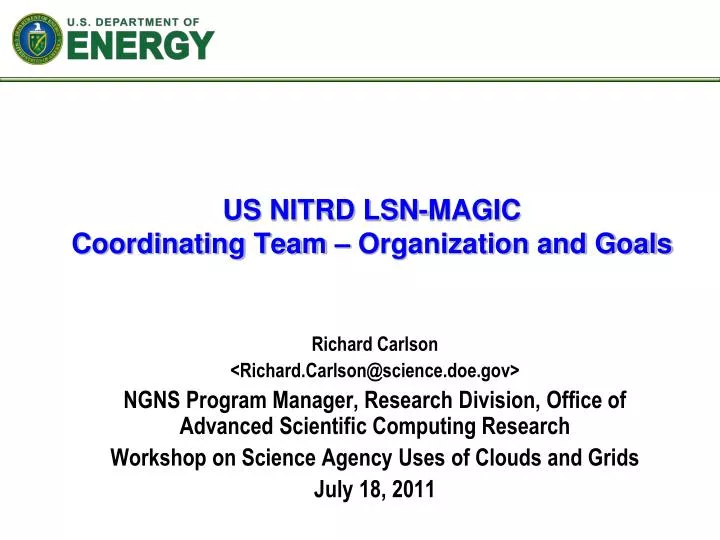 us nitrd lsn magic coordinating team organization and goals