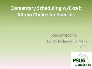 Elementary Scheduling w/Excel: Admin Choice for Specials