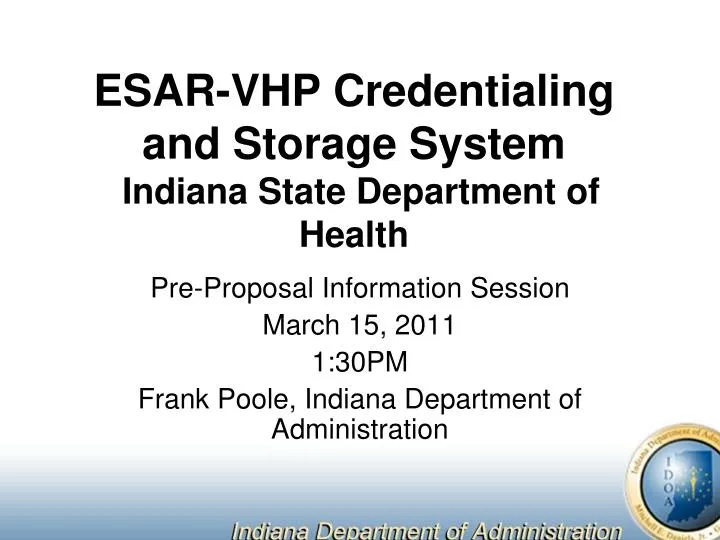 esar vhp credentialing and storage system indiana state department of health