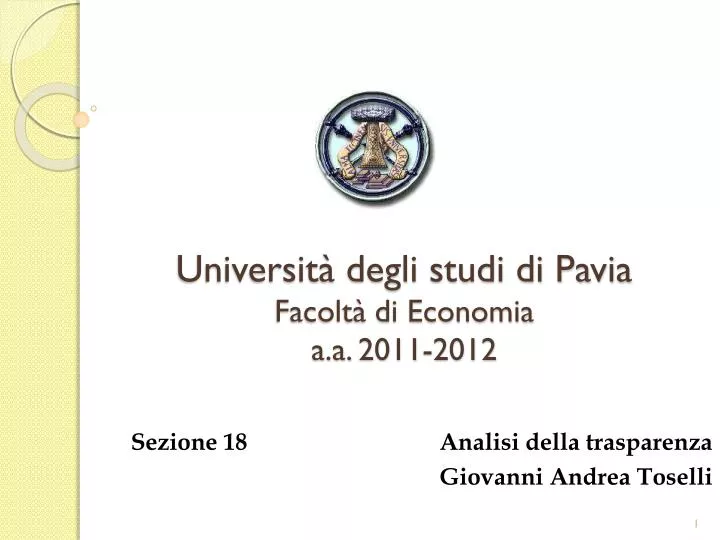 universit degli studi di pavia facolt di economia a a 2011 2012