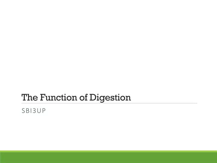 the function of digestion