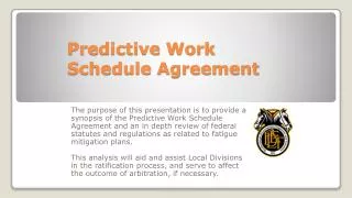 Predictive Work Schedule Agreement