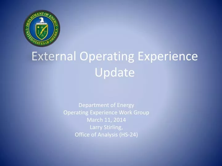 external operating experience update