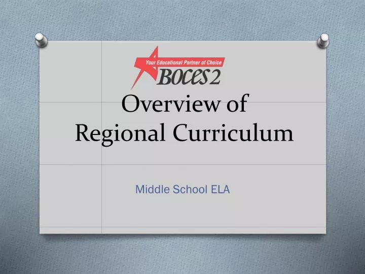 overview of regional curriculum