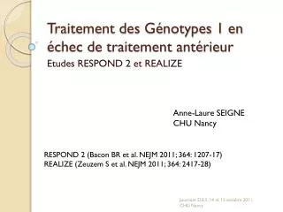 traitement des g notypes 1 en chec de traitement ant rieur