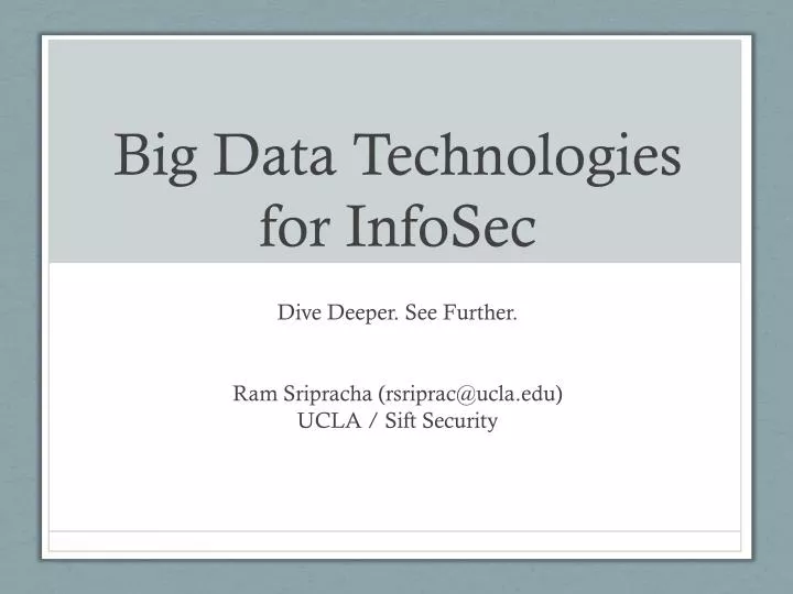big data technologies for infosec