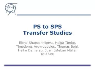 PS to SPS Transfer Studies