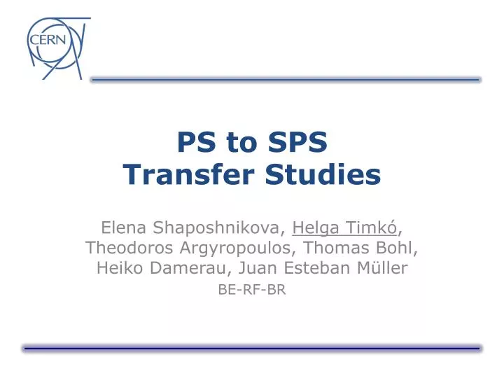 ps to sps transfer studies