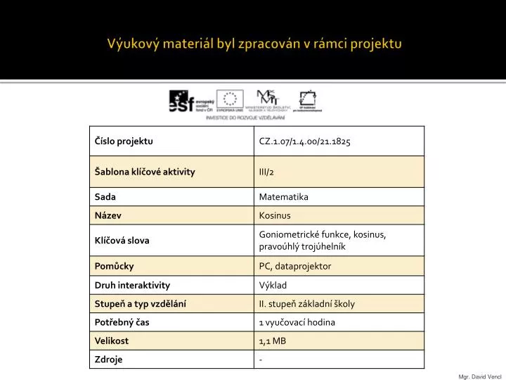 v ukov materi l byl zpracov n v r mci projektu