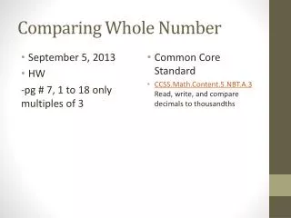 Comparing Whole Number