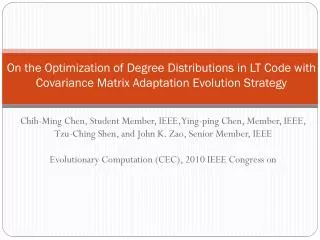 Chih -Ming Chen, Student Member, IEEE, Ying-ping Chen, Member, IEEE,