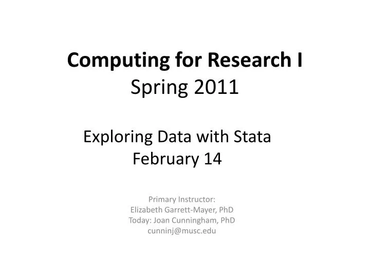 computing for research i spring 2011