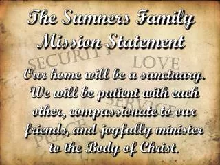 The Sumners Family Mission Statement