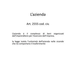 l azienda art 2555 cod civ