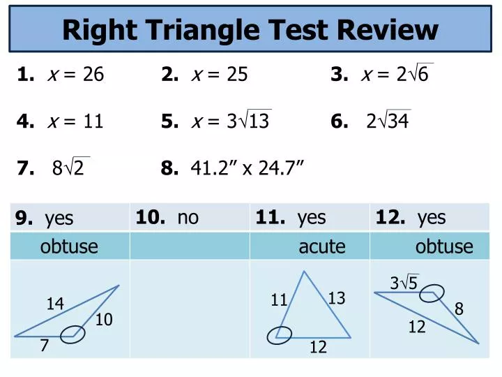 right triangle test review