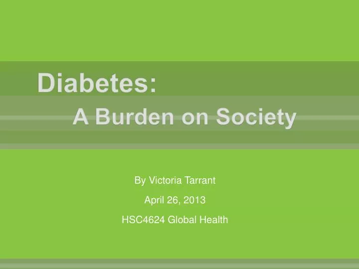 diabetes a burden on society