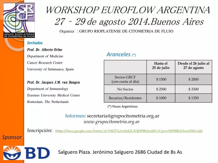 workshop euroflow argentina 27 29 de agosto 2014 buenos aires