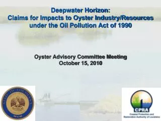 Oyster Advisory Committee Meeting October 15, 2010