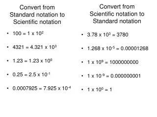 Convert from Standard notation to Scientific notation