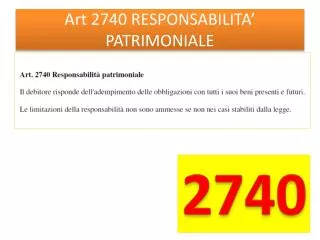 art 2740 responsabilita patrimoniale