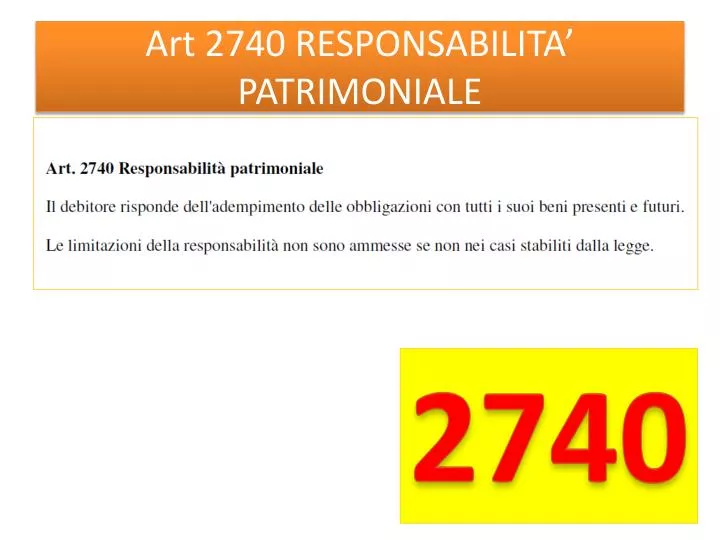 art 2740 responsabilita patrimoniale