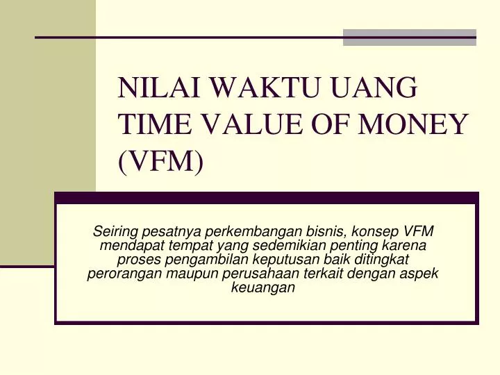 nilai waktu uang time value of money vfm