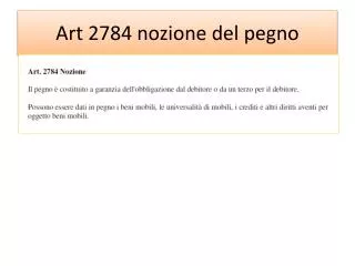 art 2784 nozione del pegno