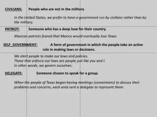 CIVILIANS: 	People who are not in the military .