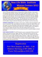 New Life Bible Institute Winter Courses 2012